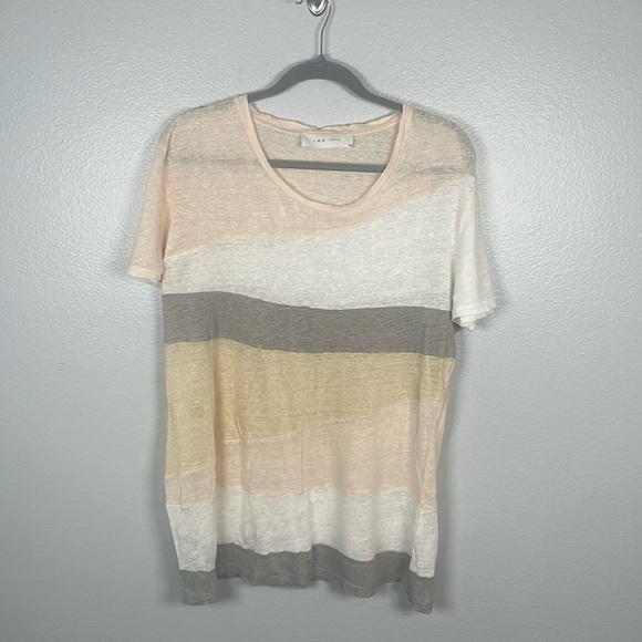 IRO Jeans Gypsy linen color block tee pastel color way size medium - Picture 1 of 8